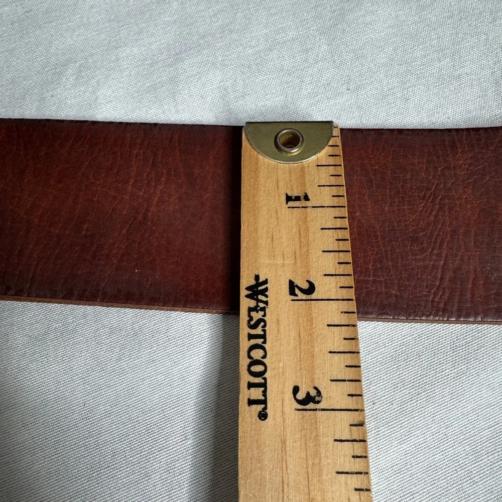 Chicos Brown Leather Boho Leaf Layered Wide Waist Belt Womens Large